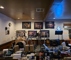 Stage with guitars set up for the Desert Rose opening